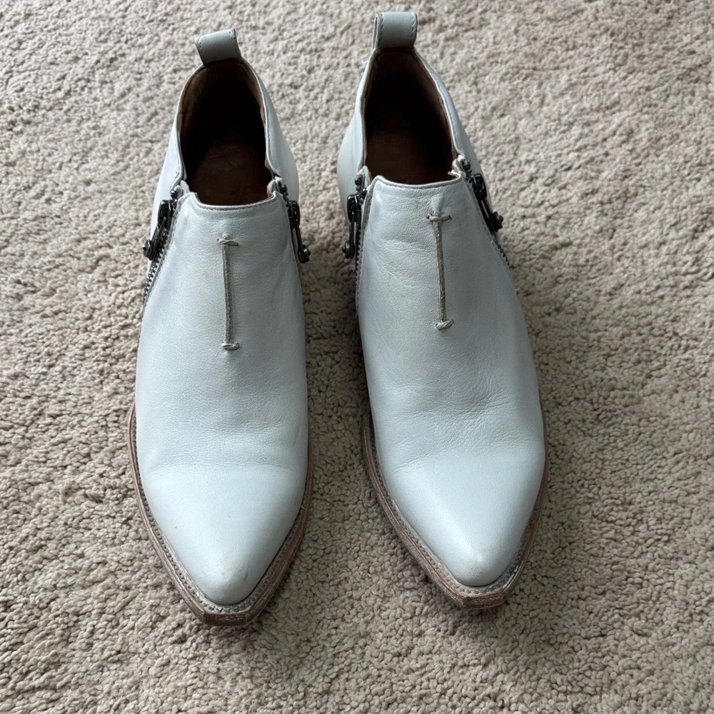Frye Cream Heeled Ankle Boots - Picture 2 of 5